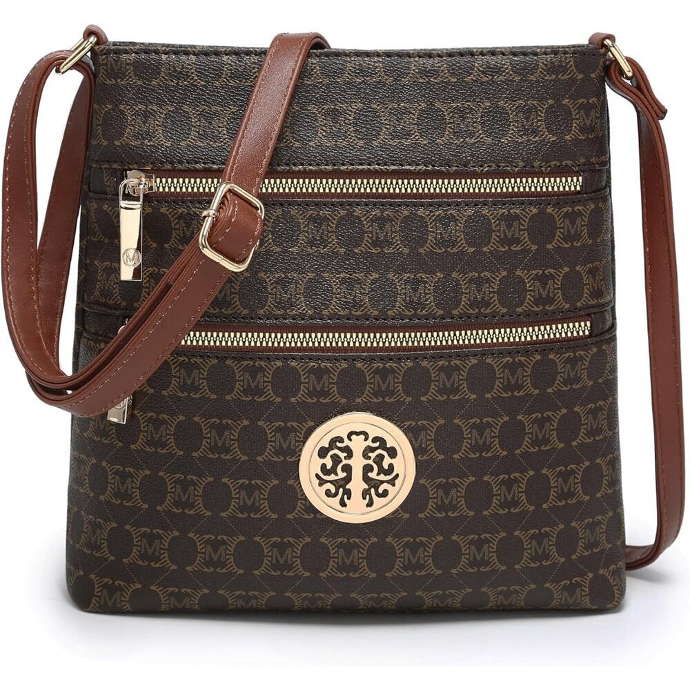 Women Crossbody Bag Vegan Leather Multi Pocket Adjustable Strap